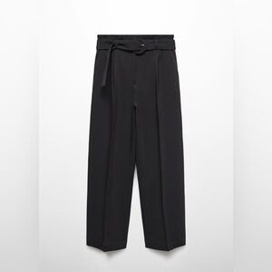 Black Wide-Leg Trousers with Belt